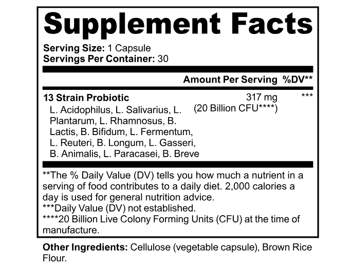 Supplement Facts Ozelyt CS 20b